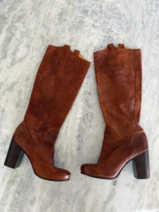 Frye Shoes - Frye Carson Heel Tab Brown Leather Heeled Boots